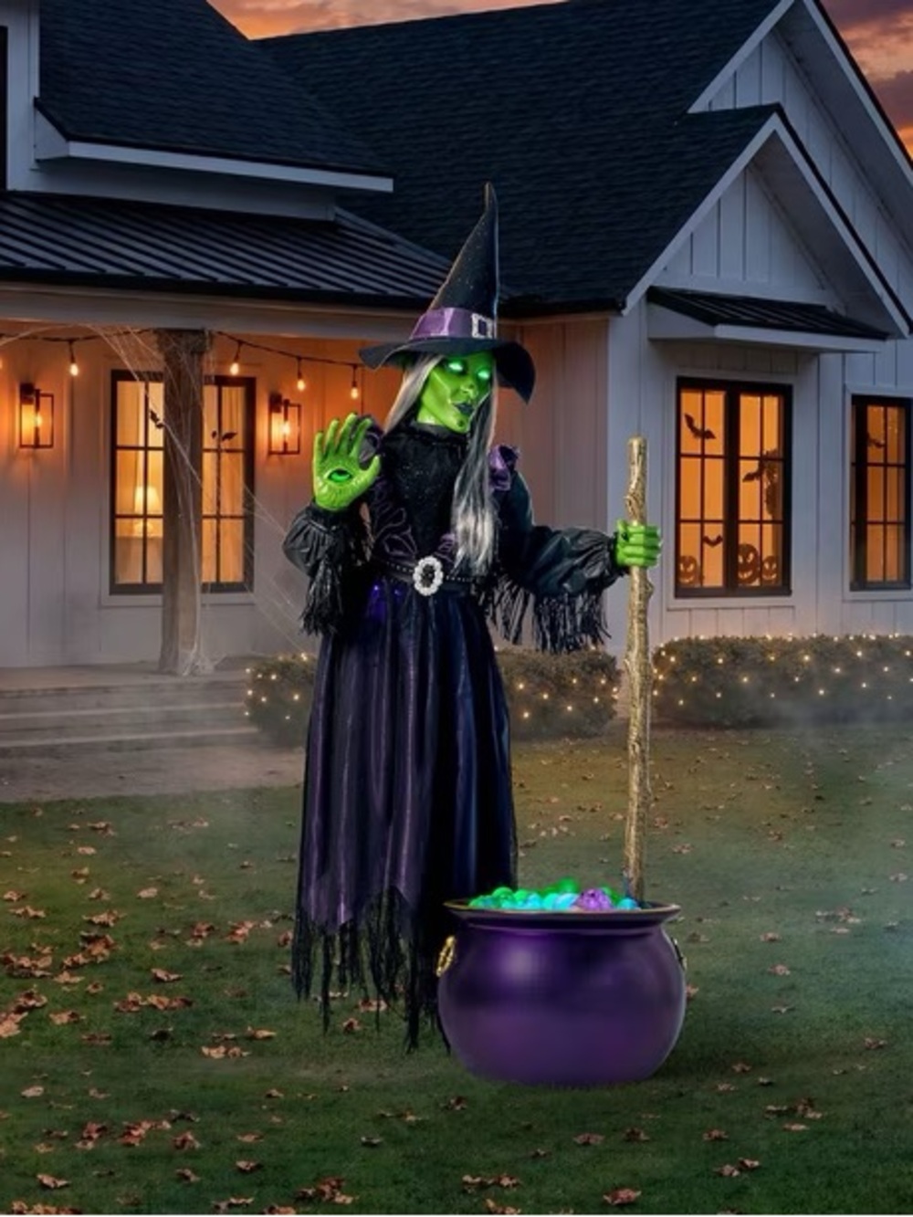 6.5' Pre-Lit Animated Floating Witch